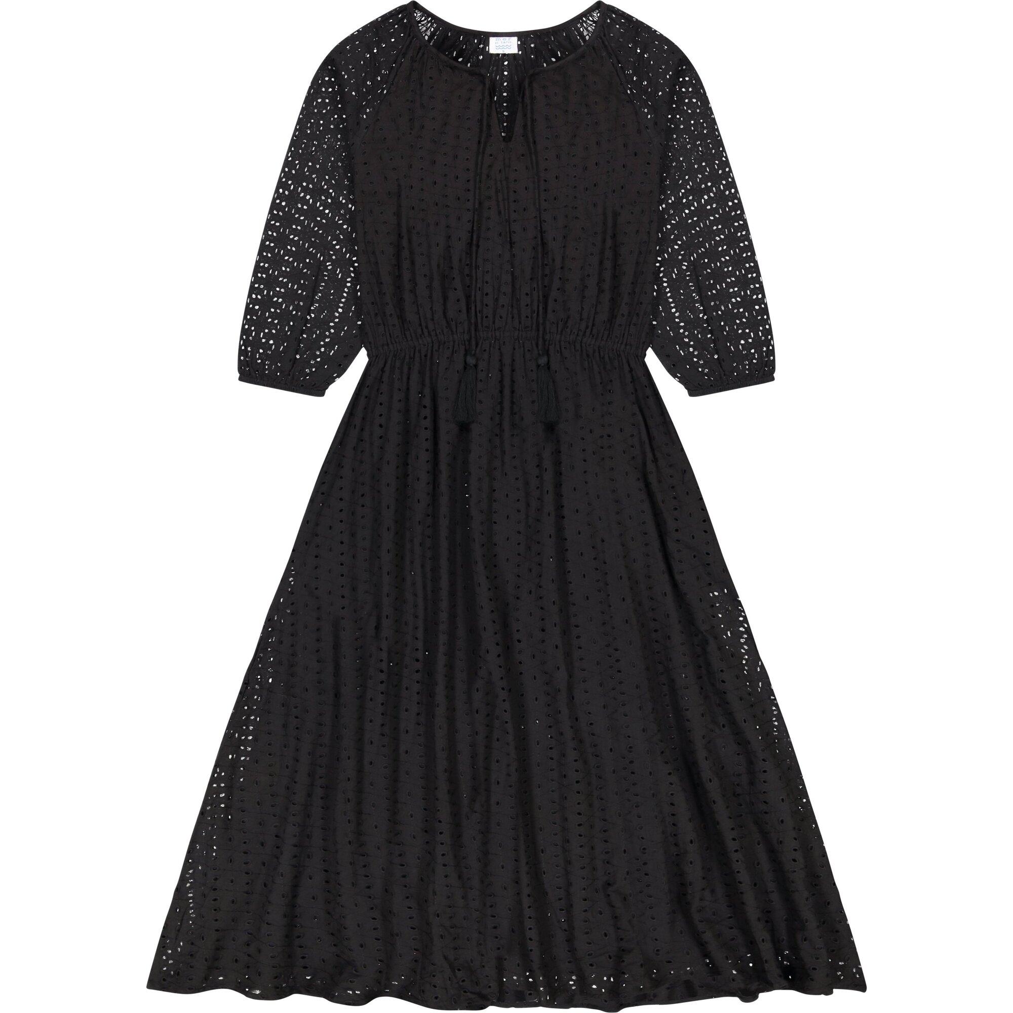 Women's Odette Maxi Dress, Black Eyelet - Dresses - 1