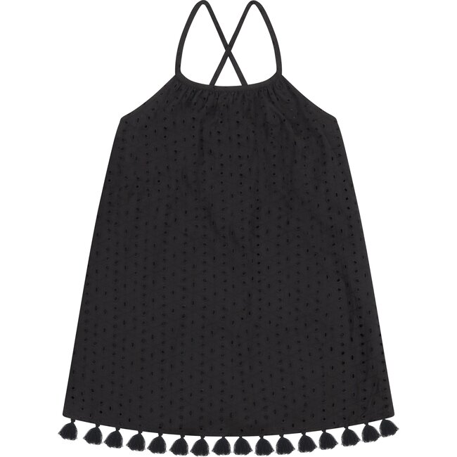 Mini Chantal Sundress, Black Eyelet - Dresses - 1
