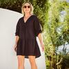 Women's Marina Mini Dress, Black Eyelet - Dresses - 2