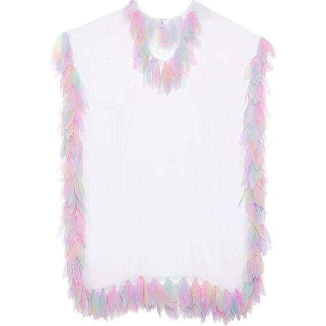 White Cover Up Poncho With Unicorn Petals