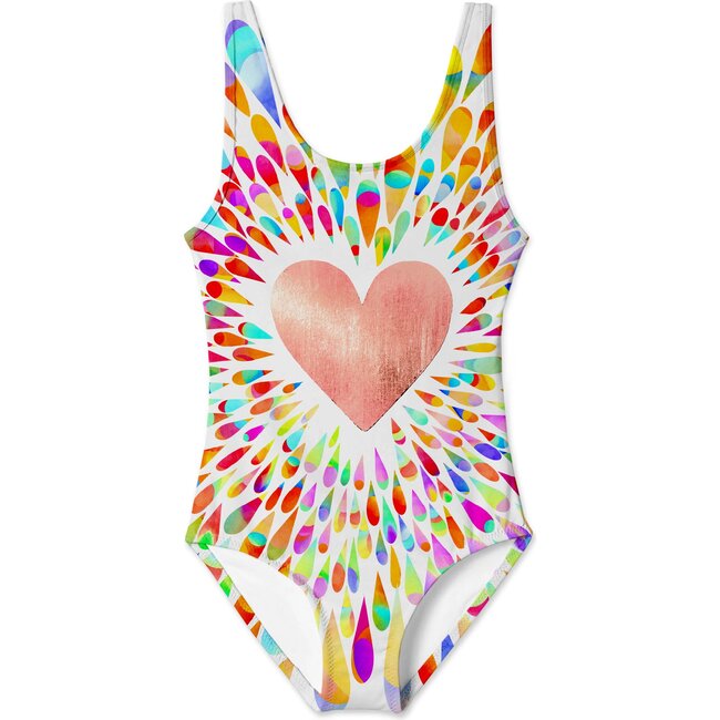 Sunlight Drops With Rose Gold Heart Swimsuit
