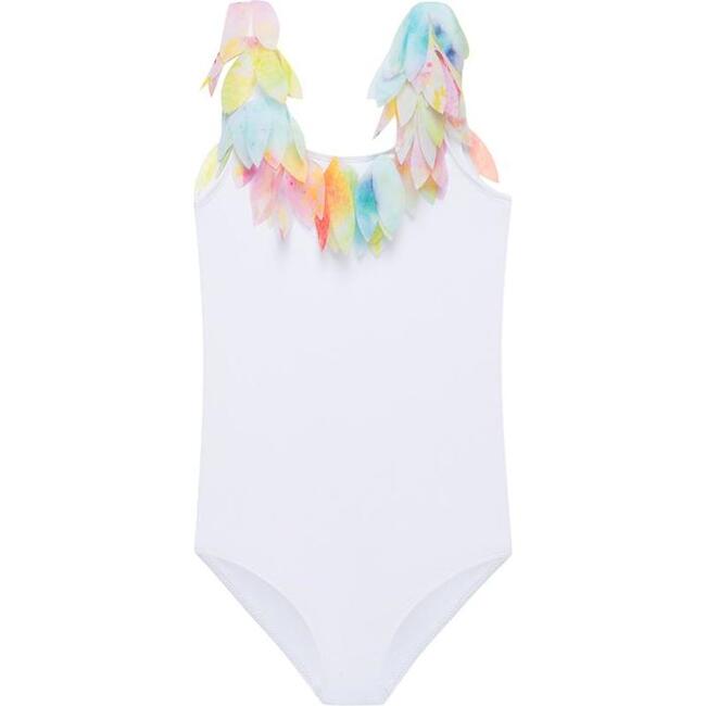 White Tank Swimsuit With Citrus Petals - One Pieces - 1