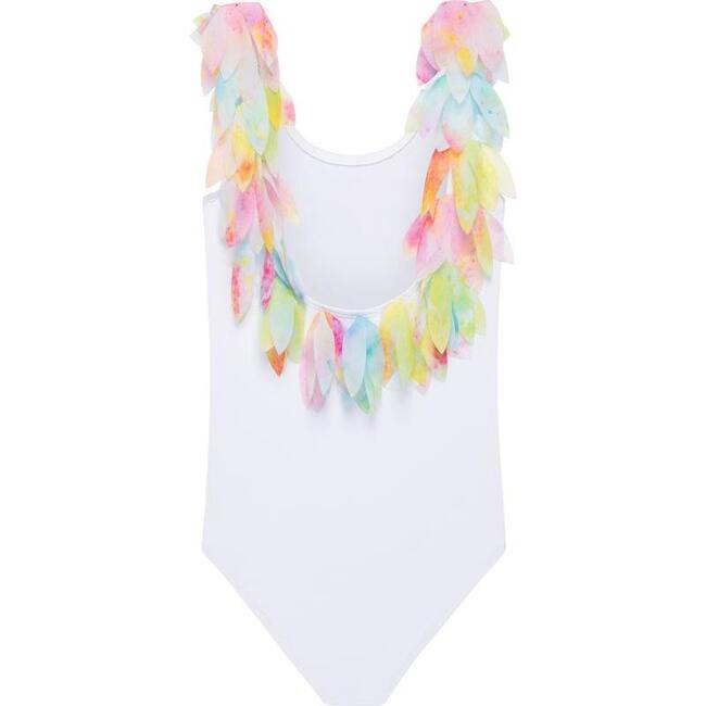 White Tank Swimsuit With Citrus Petals - One Pieces - 3