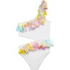 White Side Cut Swimsuit With Citrus Petals - One Pieces - 1 - thumbnail