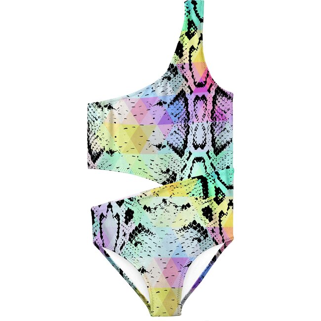 Pastel Snakeprint Side Cut Swimsuit - One Pieces - 1