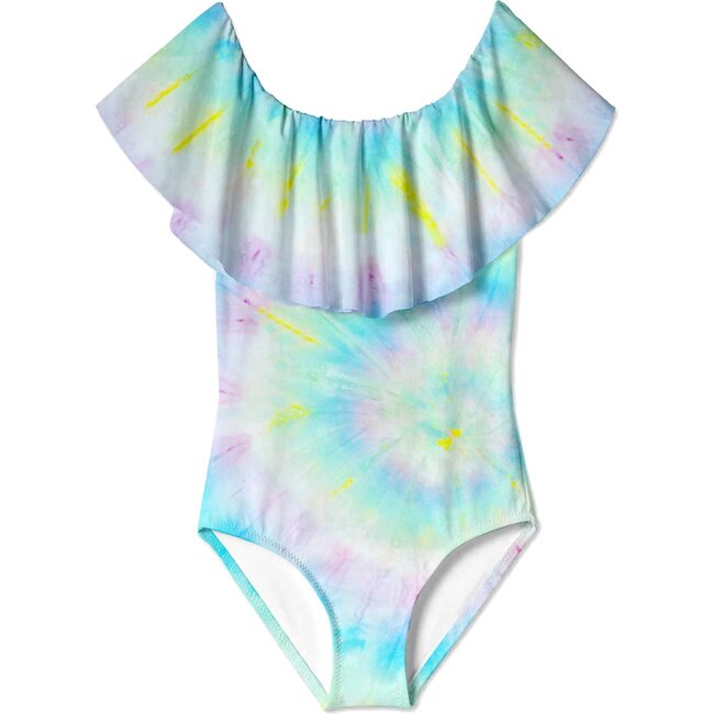 Mint Tie Dye Draped Swimsuit - One Pieces - 1