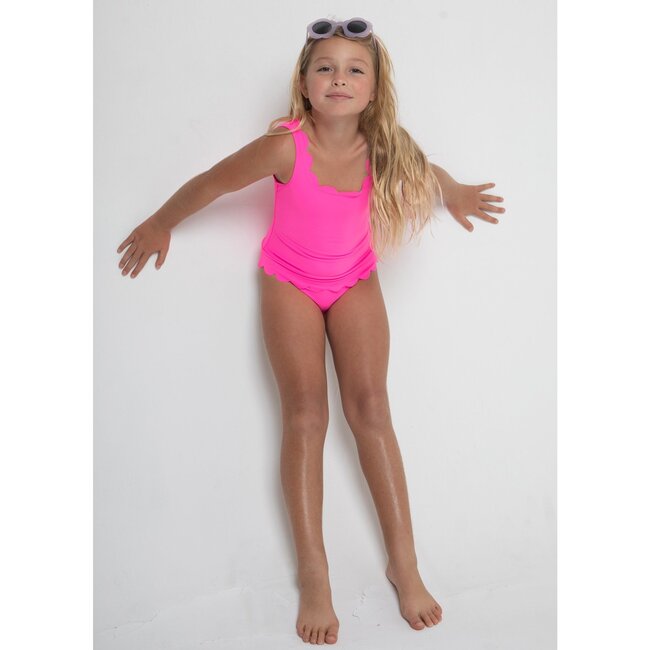 Neon Pink Scalloped Swimsuit - One Pieces - 2