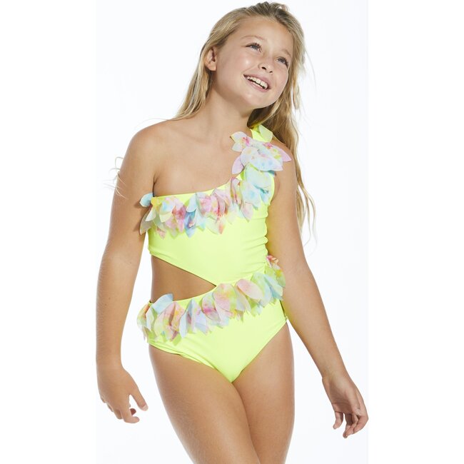 Neon Yellow Swimsuit With Petals