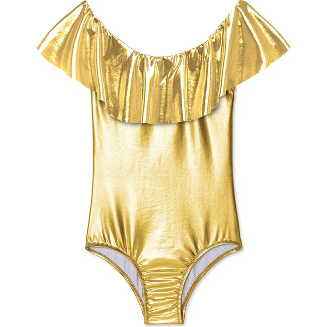 Gold Draped Swimsuit - One Pieces - 1
