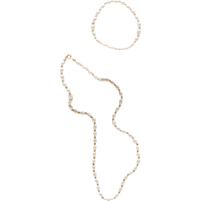 The World Is You Oyster Necklace & Bracelet Mommy Set, Pearl