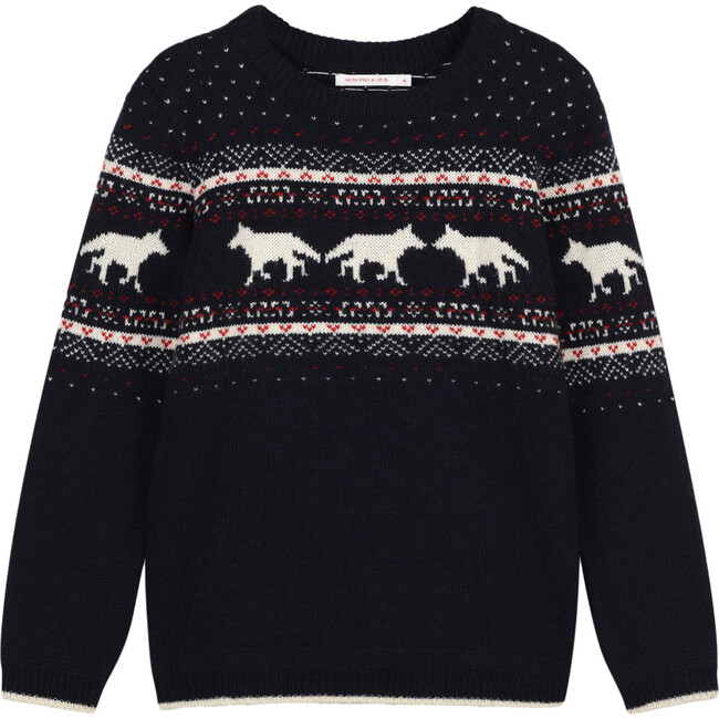 Fox Jacquard Sweater, Blue
