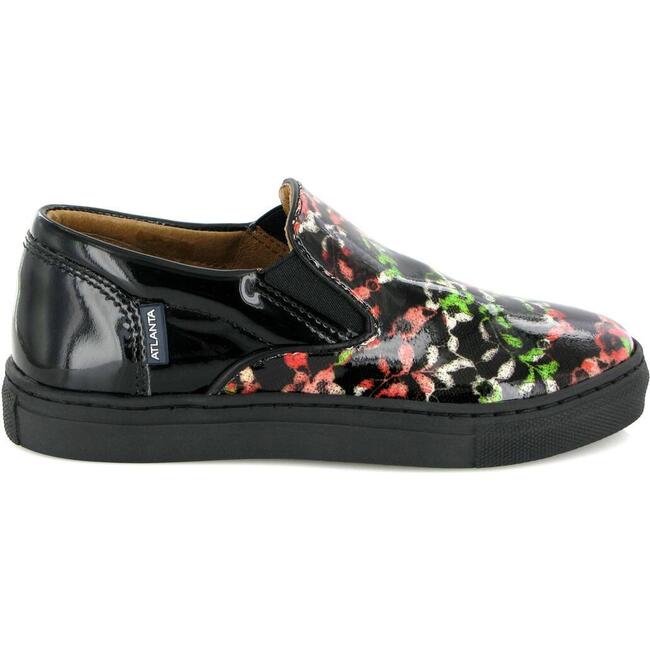 Slip On Patent Leather Sneakers, Black Red & green