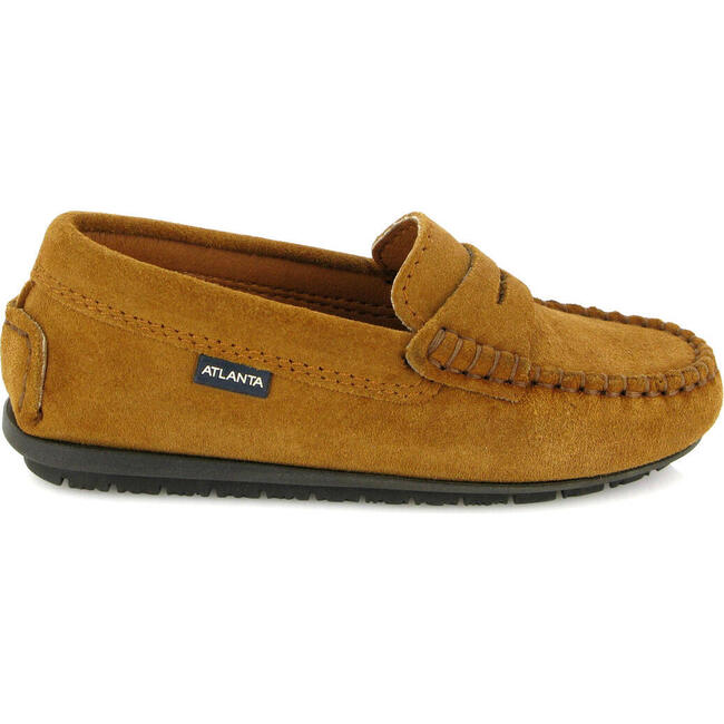 Suede Leather Penny Moccasins, Cuoio