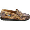Snake Effect Leather Penny Moccasins, Camel - Slip Ons - 1 - thumbnail