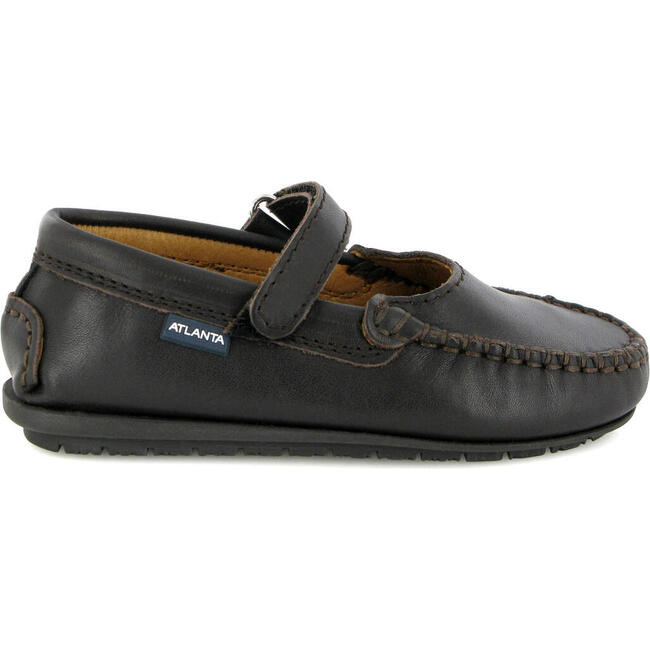 Smooth Leather Mary Jane Moccasins, Dark Brown - Slip Ons - 1
