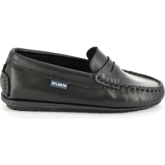 Pull Up Leather Penny Moccasins, Black