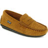 Suede Leather Penny Moccasins, Cuoio - Slip Ons - 2
