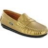 Metallic Leather Penny Moccasins, Gold - Slip Ons - 2