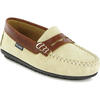 Suede & Pull Up Leather Penny Moccasins , Natural & Camel - Slip Ons - 2 - thumbnail