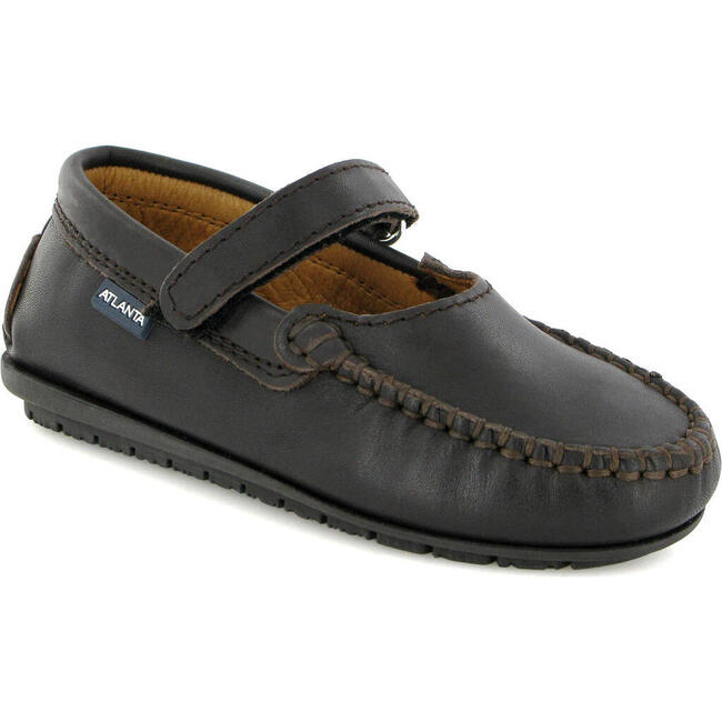 Smooth Leather Mary Jane Moccasins, Dark Brown - Slip Ons - 2