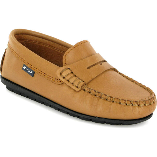 Smooth Leather Penny Moccasins, Camel
