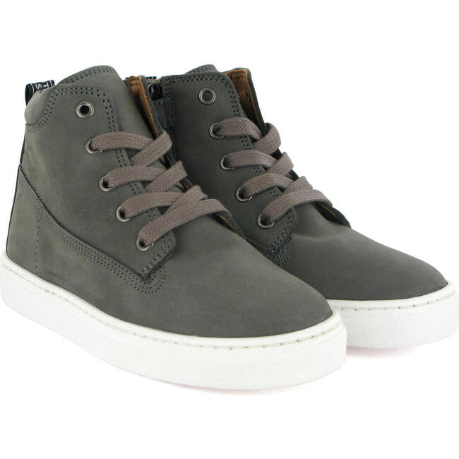 Nubuck Leather Sneaker Boots, Grey - Sneakers - 3