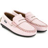 Grainy Leather Penny Moccasins, Pink - Slip Ons - 3