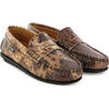 Snake Effect Leather Penny Moccasins, Camel - Slip Ons - 3 - thumbnail