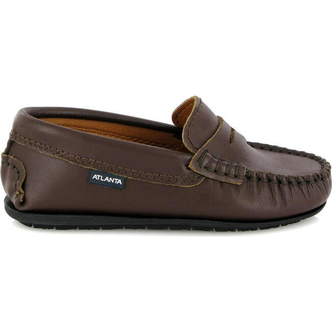 Smooth Leather Penny Moccasins, Brown