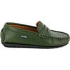 Grainy Leather Penny Moccasins, Green - Slip Ons - 1 - thumbnail