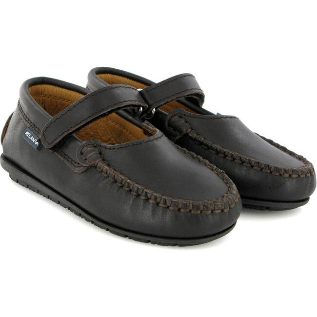 Smooth Leather Mary Jane Moccasins, Dark Brown - Slip Ons - 3