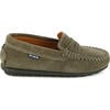 Suede Leather Penny Moccasins, Green Kaki - Slip Ons - 1 - thumbnail