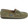 Suede Leather Penny Moccasins, Taupe - Slip Ons - 1 - thumbnail