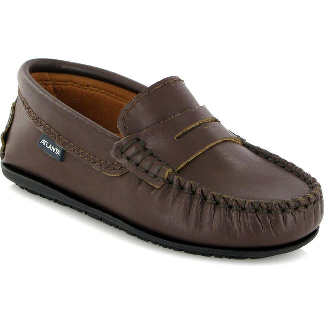Smooth Leather Penny Moccasins, Brown