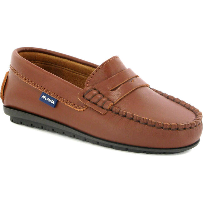 Smooth Leather Penny Moccasins, Cuoio