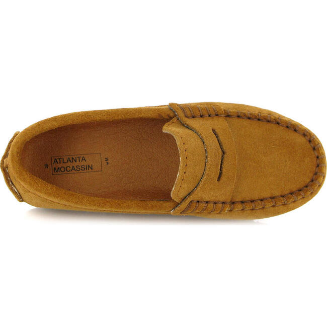 Suede Leather Penny Moccasins, Cuoio - Slip Ons - 5