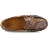 Snake Effect Leather Penny Moccasins, Camel - Slip Ons - 5