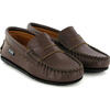 Smooth Leather Penny Moccasins, Brown - Slip Ons - 3