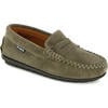 Suede Leather Penny Moccasins, Green Kaki - Slip Ons - 2