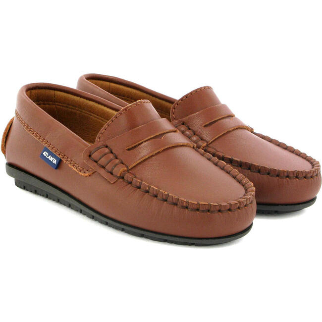 Smooth Leather Penny Moccasins, Cuoio - Slip Ons - 3