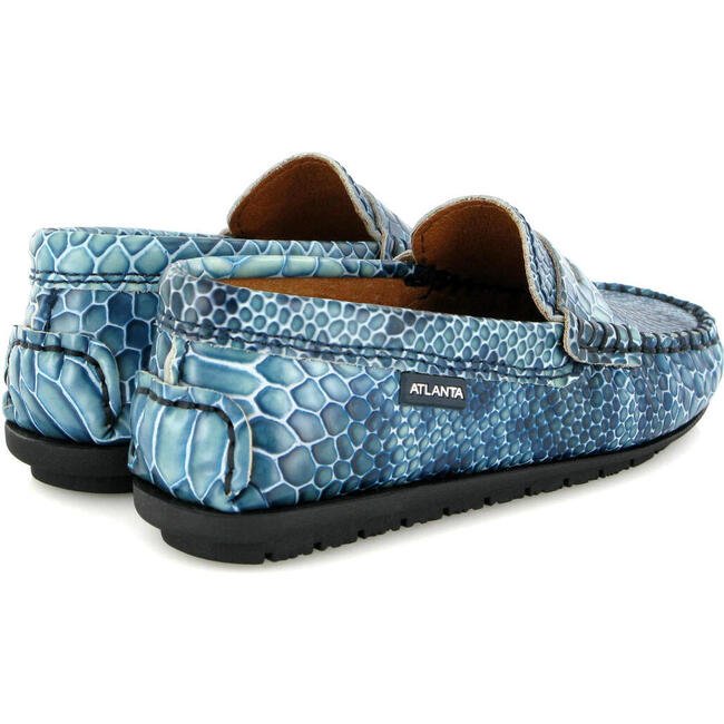 Penny Leather Moccasins, Snake Blue - Slip Ons - 4
