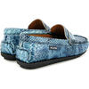 Snake Effect Leather Penny Moccasins, Blue - Slip Ons - 4 - thumbnail
