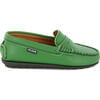 Grainy Leather Penny Moccasins, Green - Slip Ons - 1 - thumbnail