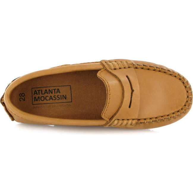 Smooth Leather Penny Moccasins, Camel - Slip Ons - 5