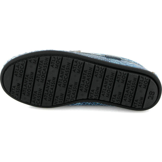 Penny Leather Moccasins, Snake Blue - Slip Ons - 6