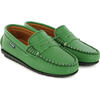 Grainy Leather Penny Moccasins, Green - Slip Ons - 3