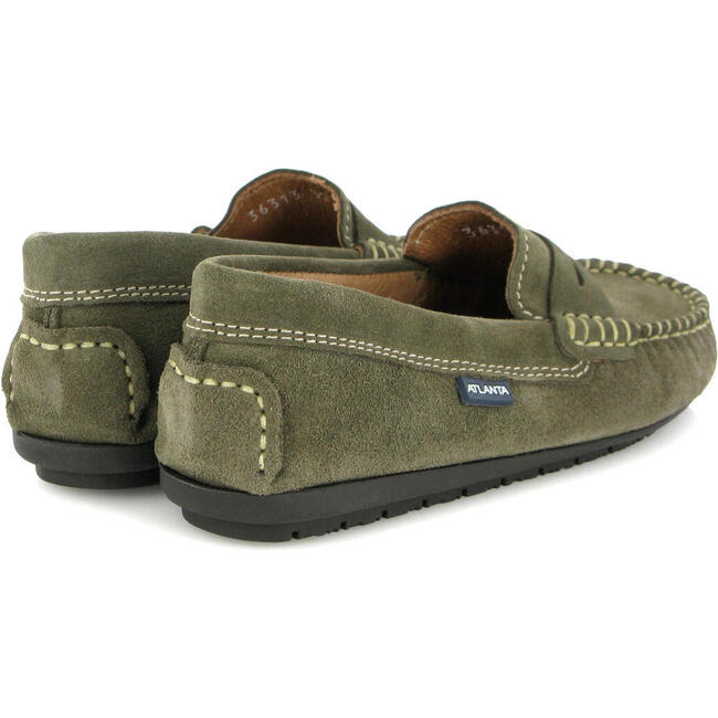 Suede Leather Penny Moccasins, Taupe - Slip Ons - 4