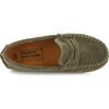 Suede Leather Penny Moccasins, Green Kaki - Slip Ons - 5