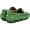 Grainy Leather Penny Moccasins, Green - Slip Ons - 4