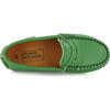 Grainy Leather Penny Moccasins, Green - Slip Ons - 5